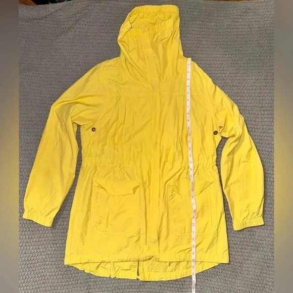 Eileen Fisher Jacket Medium Womens Yellow Anorak Rain Coat Full Zip High Collar - Picture 3 of 12